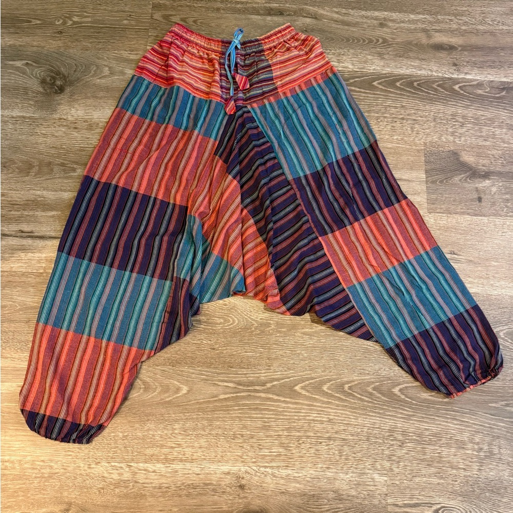 Colorful Striped Patchwork Harem Pants Kathmandu … - image 1